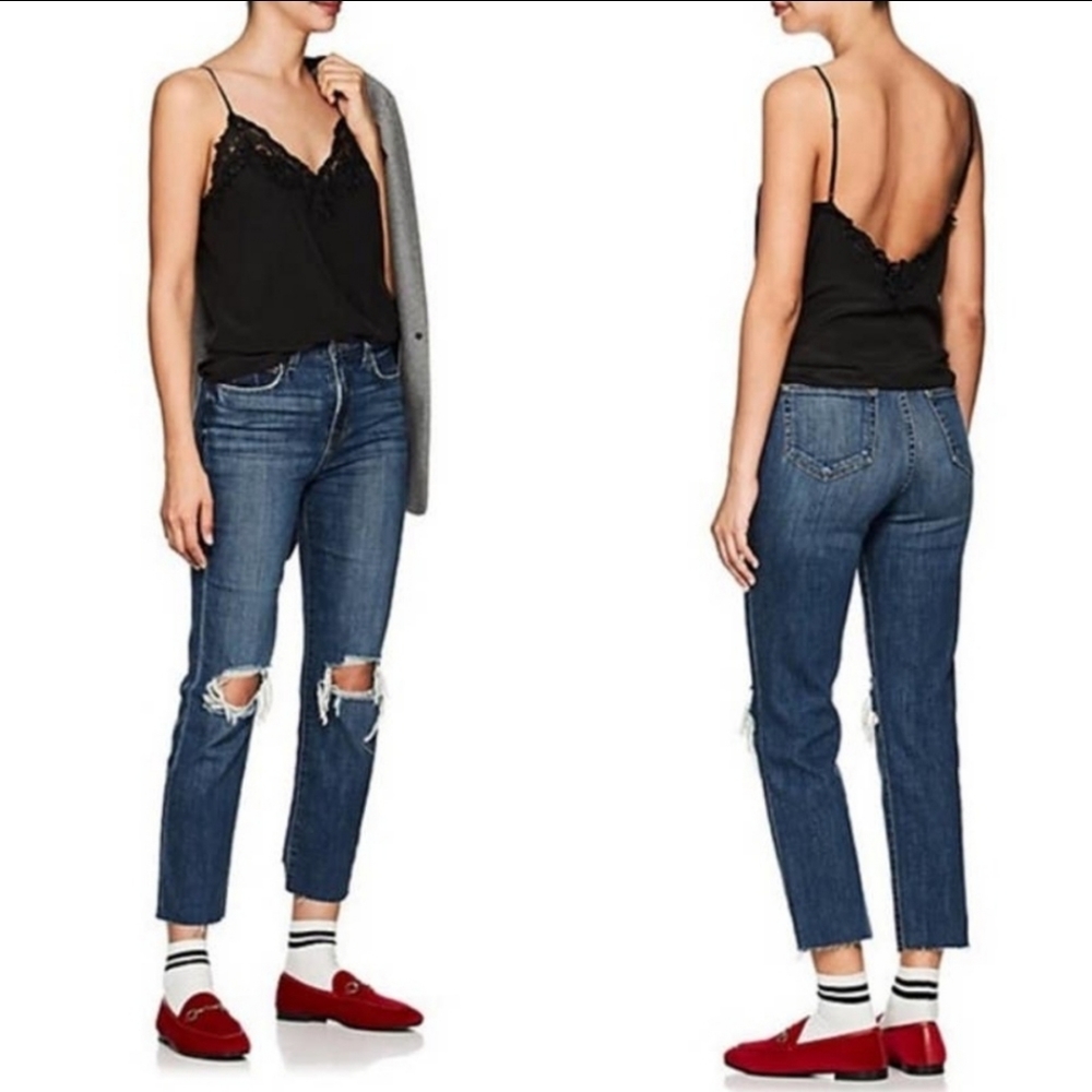 L'AGENCE High-Rise Distressed Jeans Dark Wash Size 25 NWOT